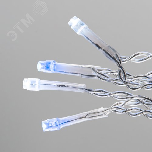 Бахрома светодиодная с эффектом мерцания 12м соединяемая 195 светодиодов синий и белый свет прозрачный провод ULD-B12006-195/TTK BLUE-WHITE IP44 - фото 5