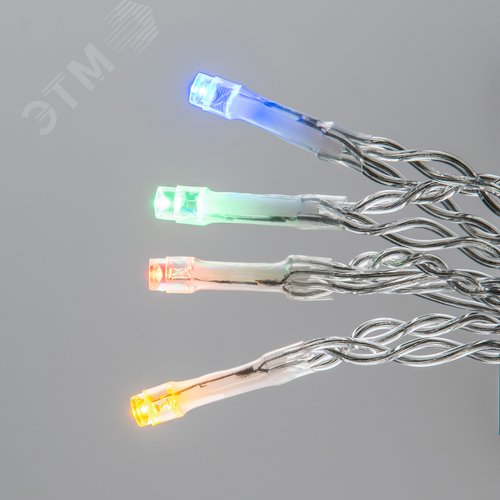 Бахрома светодиодная с эффектом мерцания 50м соединяемая 440 светодиодов красный, синий, желтый, зеленый свет прозрачный провод ULD-B50006-880/TTK MULTI IP44 - фото 6