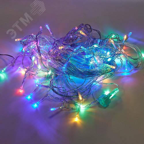 Бахрома светодиодная с эффектом мерцания 50м соединяемая 440 светодиодов красный, синий, желтый, зеленый свет прозрачный провод ULD-B50006-880/TTK MULTI IP44 - фото 1