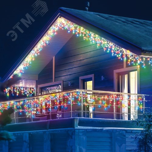 Бахрома светодиодная с эффектом мерцания 50м соединяемая 440 светодиодов красный, синий, желтый, зеленый свет прозрачный провод ULD-B50006-880/TTK MULTI IP44 - фото 11