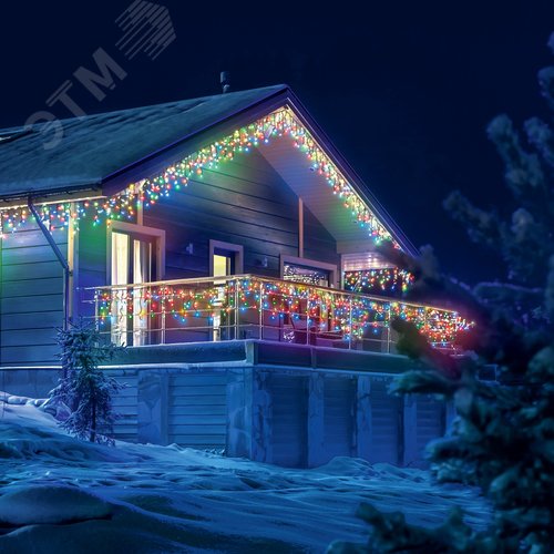 Бахрома светодиодная с эффектом мерцания 5м Соединяемая 300 светодиодов Красный желтый синий зеленый свет Провод черный ULD-B5007-300/TBK MULTI IP67 - фото 12