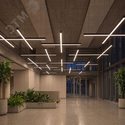 Светильник линейный светодиодный подвесной. Прямой, 60см. Белый свет (6500K). 2000Лм. Алюминий. Корпус черный ULO-N10A-20W/6500K/L60 IP40 BLACK - фото 10