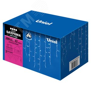 Бахрома светодиодная со статическим свечением 3м соединяемая 200 светодиодов белый провод ULD-B3010-200/SWK WHITE IP67 - фото 7