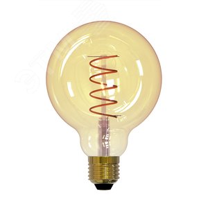 Лампа светодиодная декоративная LED 4вт 220-240В шар G95 400Лм Е27 2250К золотая колба спиральная нить Vintage