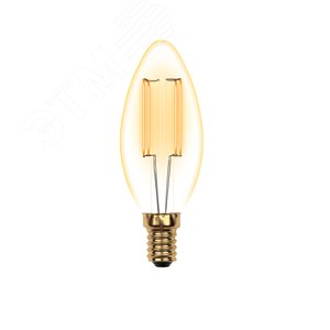 Лампа светодиодная декоративная LED 5вт 220-250В свеча 420Лм Е14 2250К золотая колба Vintage