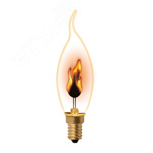 Лампа LED декоративная с типом свечения эффект пламени светодиодная.Форма свеча на ветру прозрачная IL-N-CW35-3/RED- FLAME/E14/CL