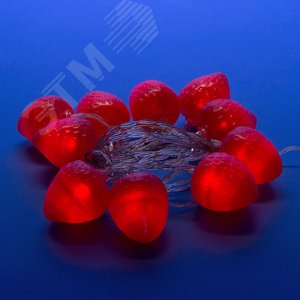 Гирлянда светодиодная на батарейках 2AA не в/к Клубника 4 м 10 светодиодов Красный свет прозрачный провод ULD-S0400-010/STB/2AA RED IP20 STRAWBERRY - фото 2