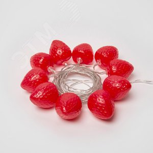 Гирлянда светодиодная на батарейках 2AA не в/к Клубника 4 м 10 светодиодов Красный свет прозрачный провод ULD-S0400-010/STB/2AA RED IP20 STRAWBERRY - фото 3