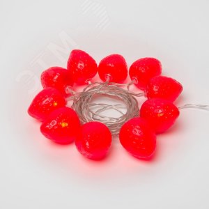 Гирлянда светодиодная на батарейках 2AA не в/к Клубника 4 м 10 светодиодов Красный свет прозрачный провод ULD-S0400-010/STB/2AA RED IP20 STRAWBERRY - фото 4