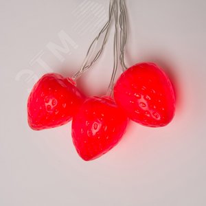 Гирлянда светодиодная на батарейках 2AA не в/к Клубника 4 м 10 светодиодов Красный свет прозрачный провод ULD-S0400-010/STB/2AA RED IP20 STRAWBERRY - фото 5