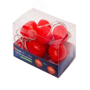 Гирлянда светодиодная на батарейках 2AA не в/к Клубника 4 м 10 светодиодов Красный свет прозрачный провод ULD-S0400-010/STB/2AA RED IP20 STRAWBERRY - фото 6