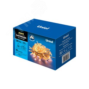 Гирлянда светодиодная с эффектом мерцания 10 м Соединяемая 120 светодиодов Теплый белый провод - фото 1