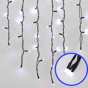Бахрома с эффектом мерцания 3 м белый свет черный провод ULD-B3010-200/TBK WHITE IP67 - фото 5