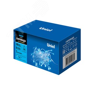 Гирлянда светодиодная с контроллером, 5 м 50 светодиодов ULD-S0500-050/DTA BLUE IP20 Синий свет прозрачный провод - фото 6
