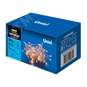 Гирлянда светодиодная с контроллером 5 м 50 светодиодов Теплый прозрачный провод ULD-S0500-050/DTA WARM WHITE IP20 - фото 6