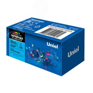 Гирлянда светодиодная 2,5м 20 светодиодов Разноцветный свет Провод прозрачный ULD-S0250-020/STA MULTI IP20 - фото 7