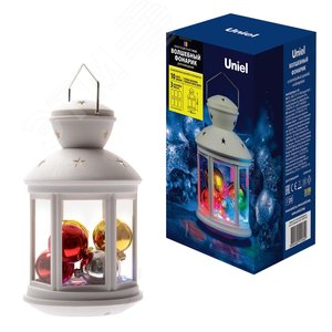 Гирлянда фонарь со светодиодной гирляндой внутри на батарейке не в/к 10 светодиодов RGB свет Режим мигания Белый корпус ULD-L1220-010/DTB/RGB WHITE - фото 6