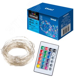 Гирлянда светодиодная 10 м 100 светодиодов RGB свет Пульт ДУ в/к прозрачный провод ULD-S1000-100/DTA/RC RGB IP44 - фото 6