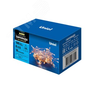 Гирлянда светодиодная 10 м 100 светодиодов теплый белый свет прозрачный провод ULD-S1000-100/DTA WARM WHITE IP20 - фото 6