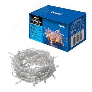 Гирлянда светодиодная 10 м 100 светодиодов теплый белый свет прозрачный провод ULD-S1000-100/DTA WARM WHITE IP20 - фото 7