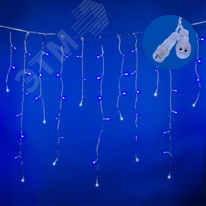 Бахрома светодиодная с эффектом мерцания 3м Соединяемая 200 светодиодов Синий и Провод прозрачный ULD-B3007-200/TTK BLUE-WHITE IP44 - фото 2
