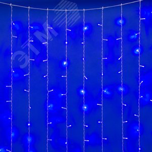 Занавес светодиодный с эффектом мерцания 3х2м Соединяемый 240 светодиодов Синий свет Провод прозрачный - фото 3