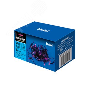 Гирлянда светодиодная 5 м 50 светодиодов ULD-S0500-050/DGA PINK IP20 розовый свет зеленый провод - фото 6