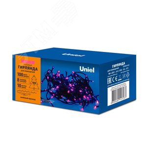 Гирлянда светодиодная 10 м ULD-S1000-100/DGA PINK IP20 100 светодиодов розовый свет зеленый провод - фото 6