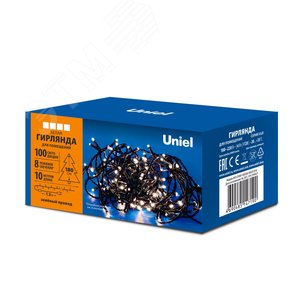 Гирлянда светодиодная 10 м ULD-S1000-100/DGA WHITE IP20 100 светодиодов зеленый провод - фото 6