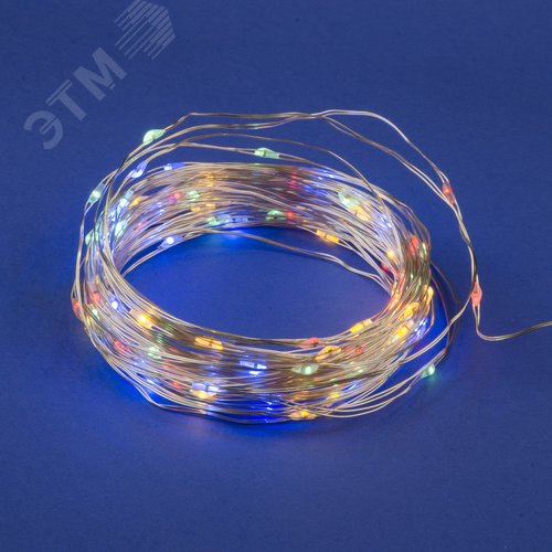 Гирлянда светодиодная на батарейках 3AA не в/к Роса 10 м 100 светодиодов Разноцветный свет Провод медный ULD-S1000-100/SCB/3AA MULTI IP20 DEW - фото 2