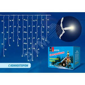 Бахрома светодиодная с эффектом мерцания 3м соединяемая 200 светодиодов теплый белый провод ULD-B3010-200/TWK WARMWHITE IP67 - фото 2