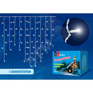 Бахрома светодиодная с эффектом мерцания 3м соединяемая 200 светодиодов белый свет белый провод ULD-B3010-200/TWK WHITE IP67 - фото 2