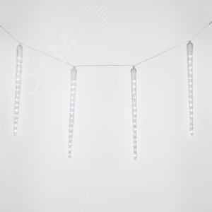 Изображение товара Гирлянда Занавес светодиодный фигурный Сосульки соединяемый 10 подвесов 300 светодиодов Размер 3х0,5м Цвет свечения белый IP44 прозрачный провод Упаковка картон ULD-E3005-300/DTK WHITE IP44 ICICLE (шт)