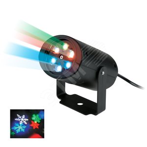 Светодиодный светильник-проектор Проекция снежинки RGB Кабель с вилкой 220В ULI-Q306 4W/RGB BLACK SNOWFLAKE