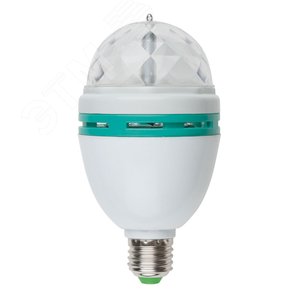 Изображение товара Светодиодный светильник-проектор ULI-Q301 Серия DISCO, многоцветный ТМ VOLPE Работа от сети 220В Для установки в электропатрон Е27 Цвет корпуса — белый. (шт)