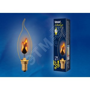 Лампа LED декоративная с типом свечения эффект пламени светодиодная.Форма свеча на ветру прозрачная IL-N-CW35-3/RED- FLAME/E14/CL UL-00002982 Uniel - 2