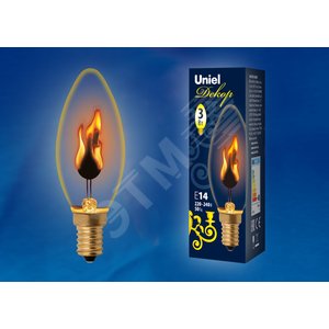 Лампа декоративная накаливания, форма свеча, IL-N-C35-3/RED-FLAME/E14 /CL, прозрачная UL-00002981 Uniel - 2