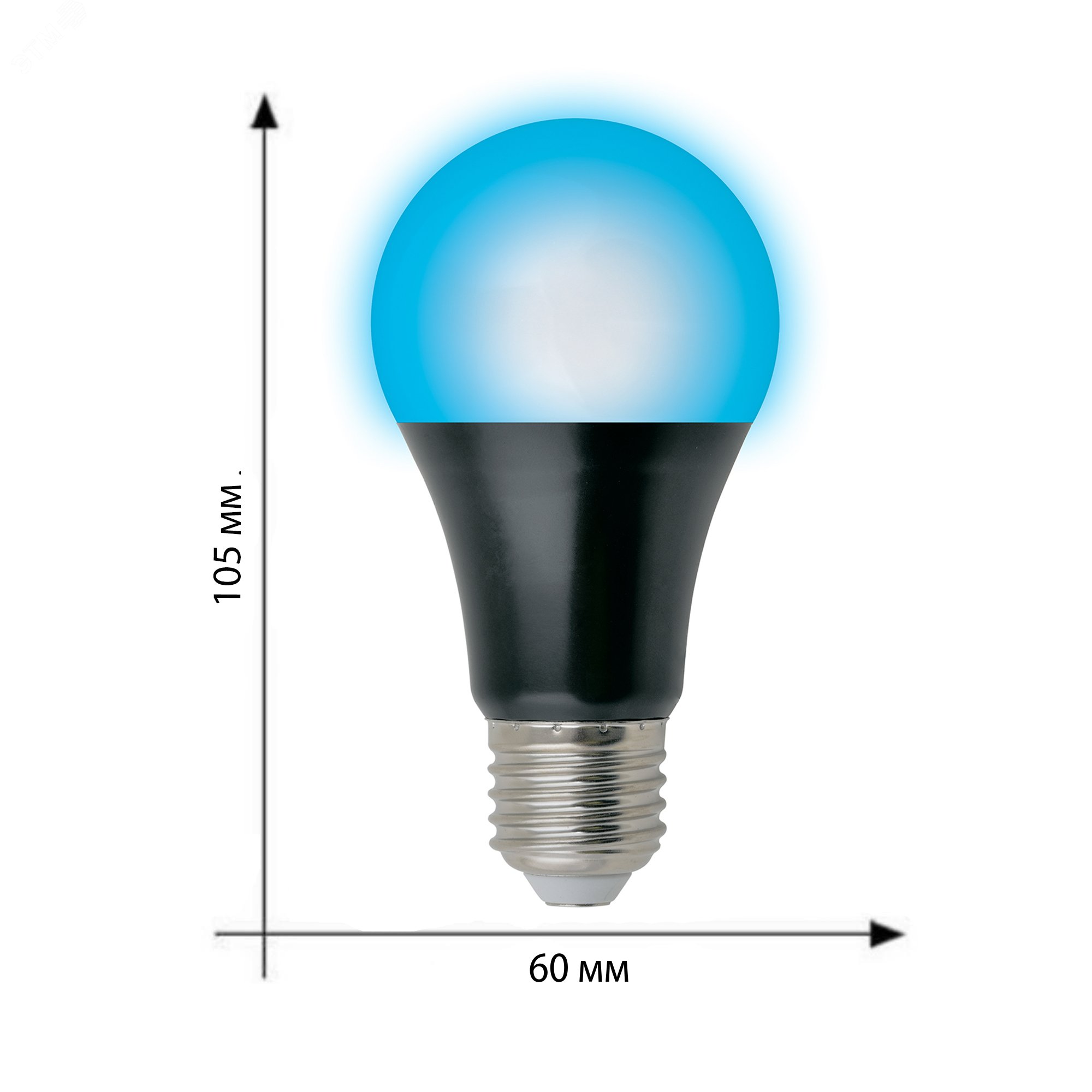Лампа светодиодная ультрафиолетовая для дискотек LED-A60-9W/UVAD/E27/FR PLZ07BK Спектр UVA 410нм Картон UL-00005855 Uniel - превью 4