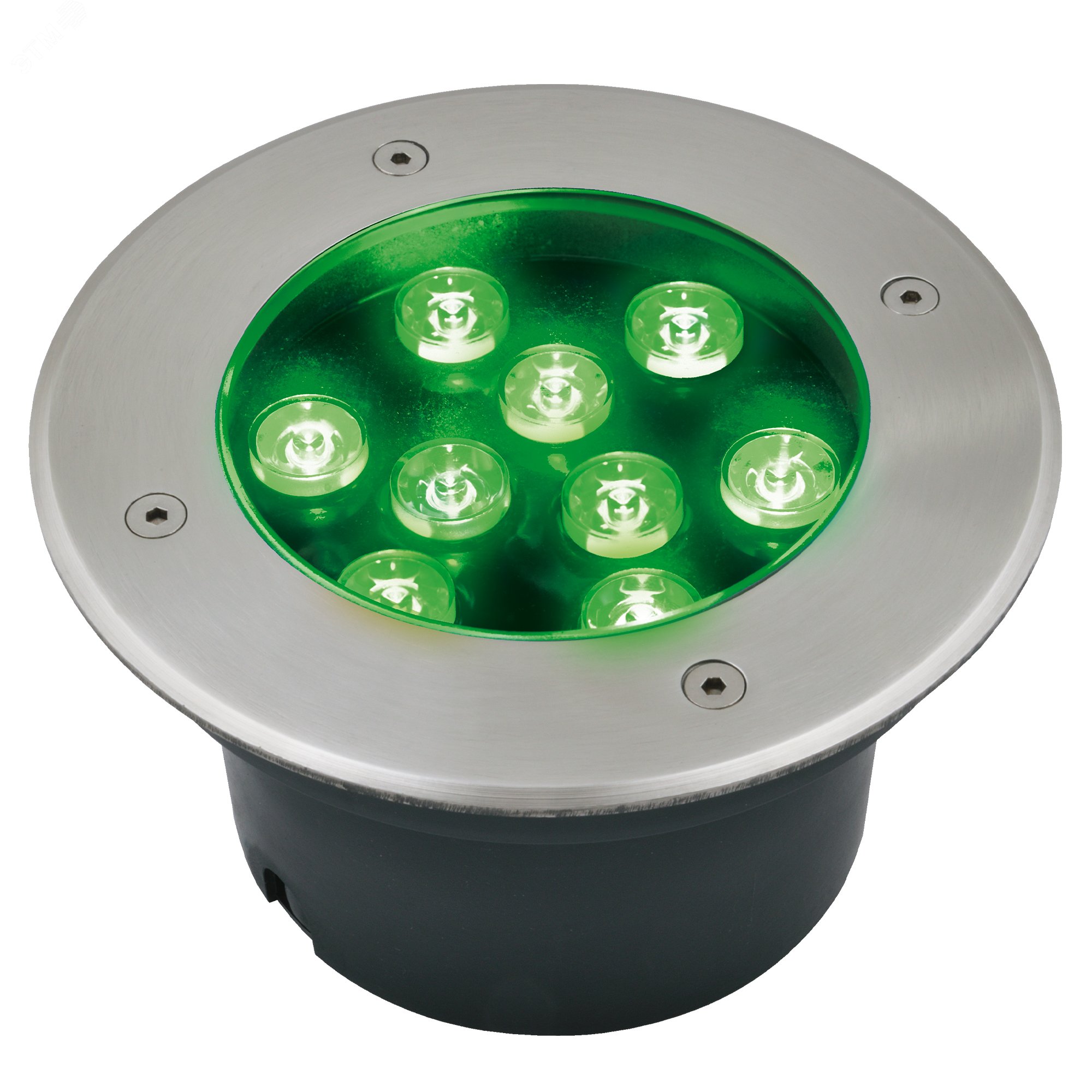 Изображение товара Уличный светодиодный встраиваемый светильник Uniel ULU-B12A-9W/GREEN IP67 серебро