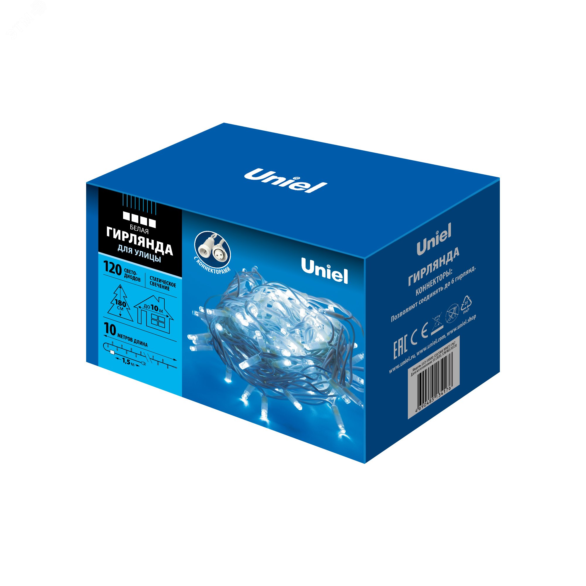 Изображение товара Светодиодная гирлянда Uniel ULD-S1000-120/SWK 10м белый свет IP67