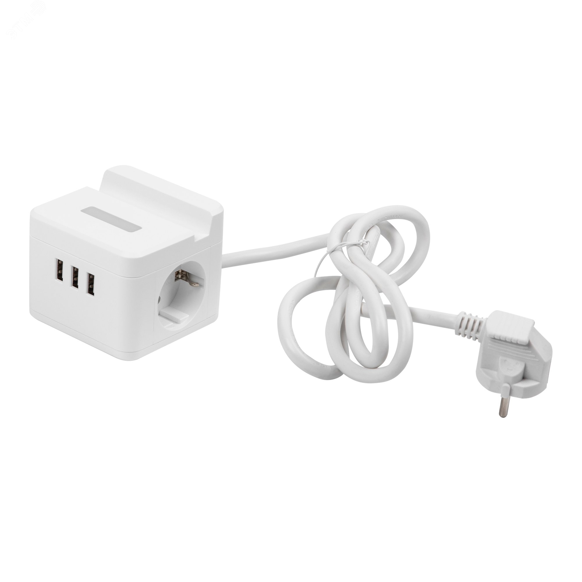 Изображение товара Удлинитель с заземлением и 3 USB порта 1,5м белый S-GCD2-1,5SBUH WHITE