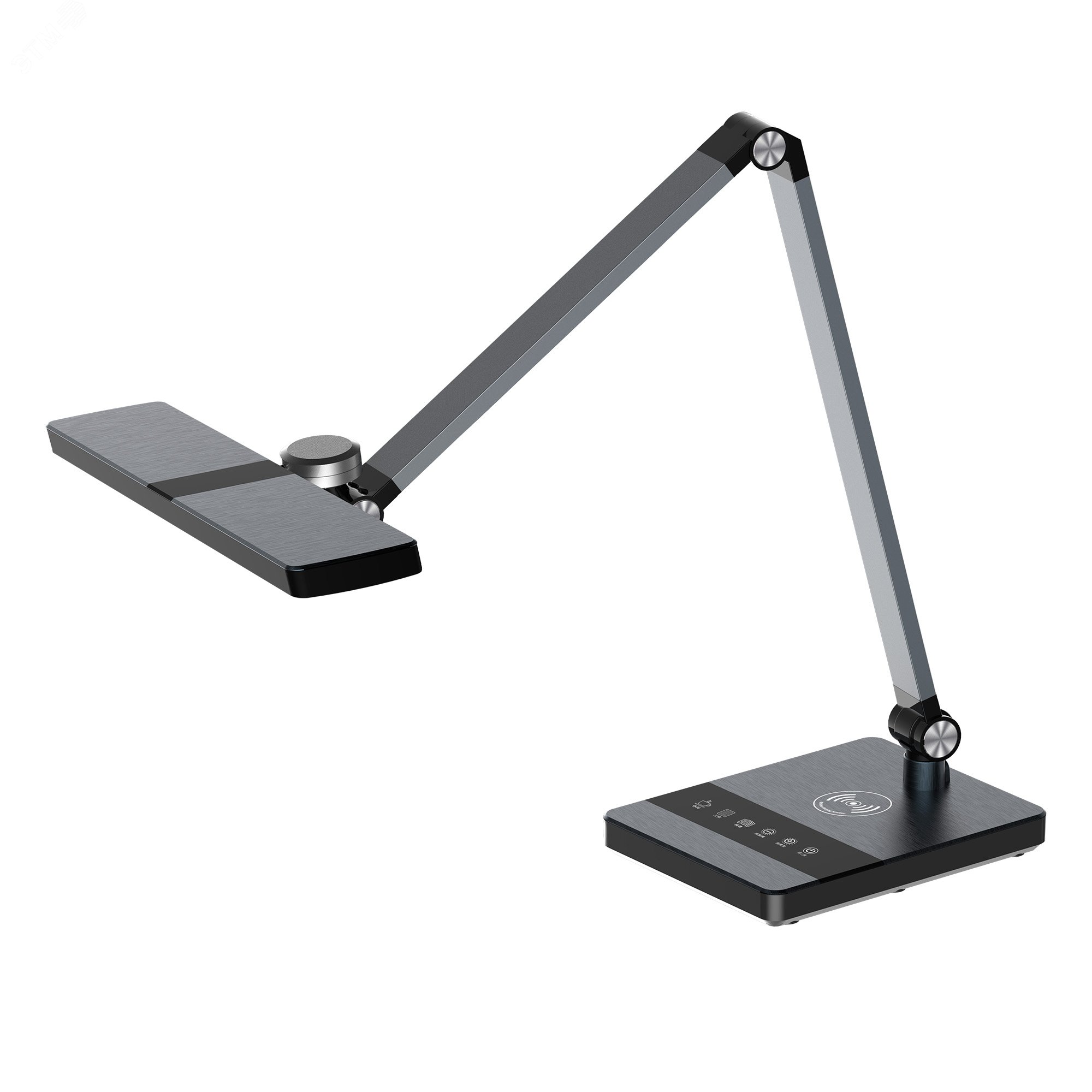 Изображение товара Светильник настольный светодиодный с беспроводной зарядкой телефонов.UЛм-D110 15W-3000-6500K-DIM BLACK Сенсорный выключатель. Диммер. черный (шт)