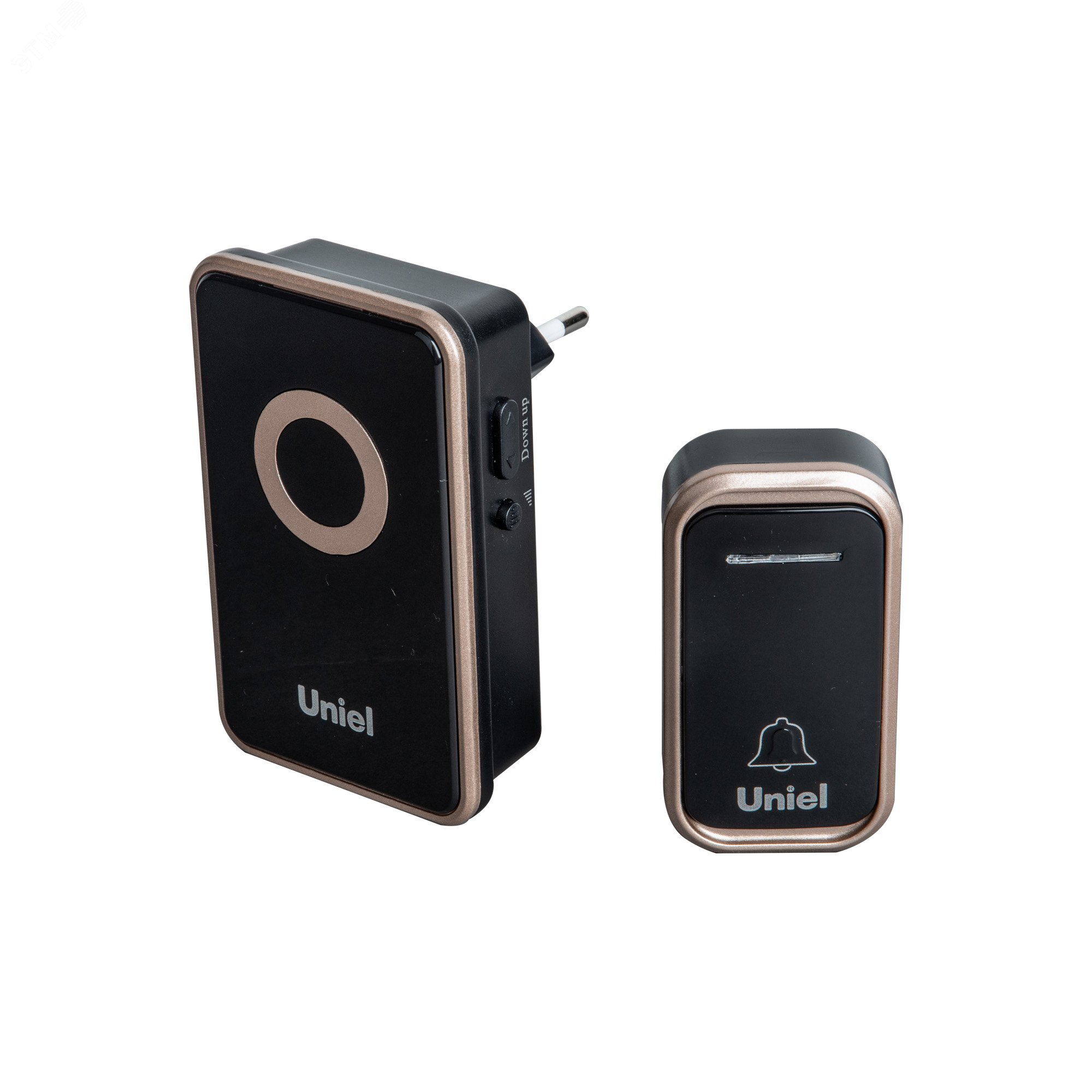 Изображение товара Электронный звонок Uniel с радиусом действия 150 м черный с золотистым UDB-094W-R1T1-38S-BL/GL