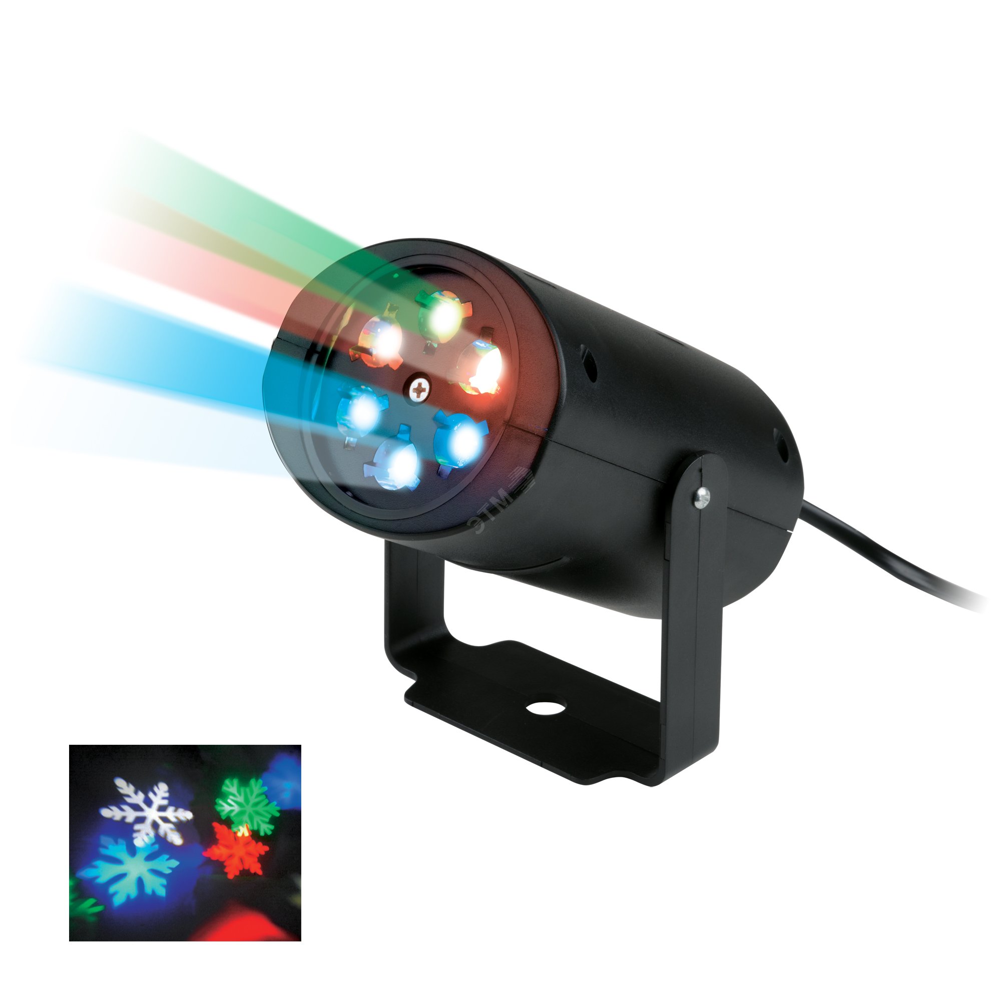 Светодиодный светильник-проектор Проекция снежинки RGB Кабель с вилкой 220В ULI-Q306 4W/RGB BLACK SNOWFLAKE UL-00001187 Uniel
