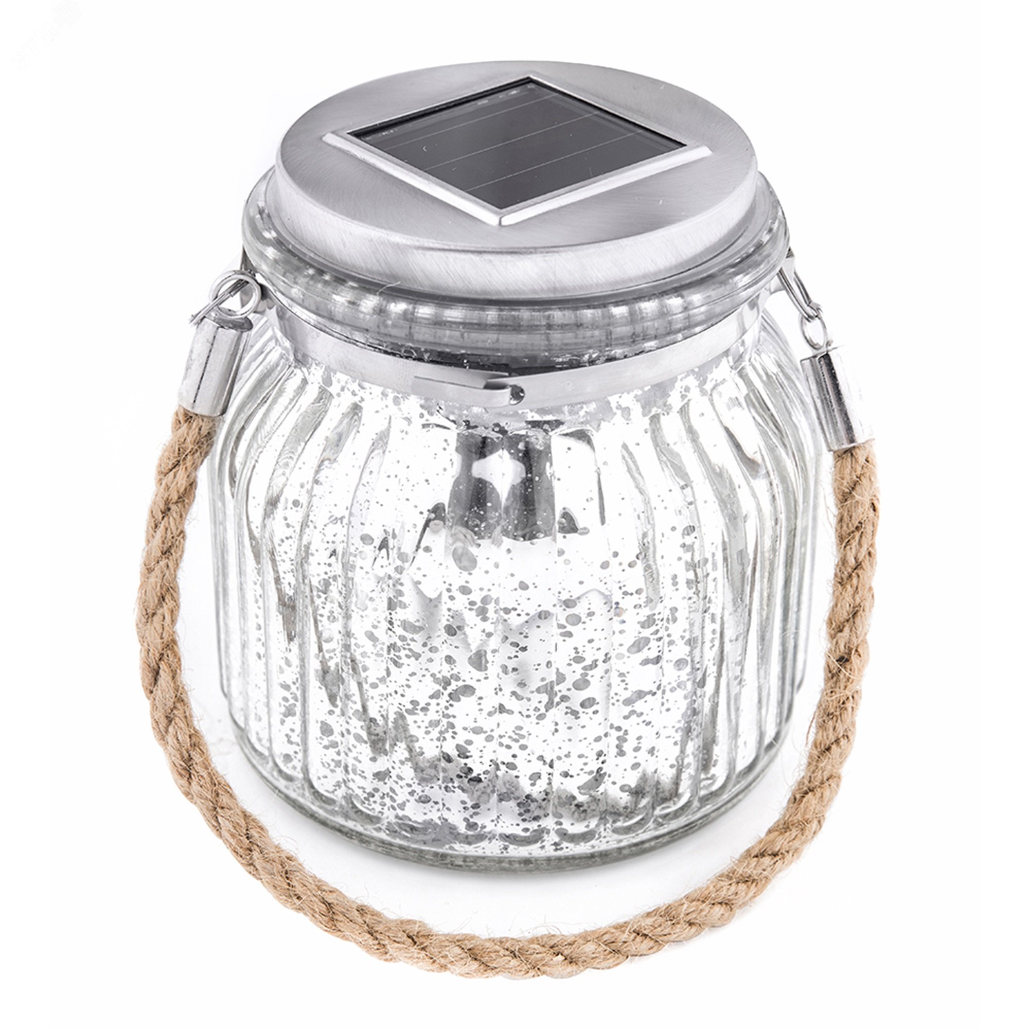 Светодиодный садовый светильник USL-M-211/GN120 SILVER JAR на солнечной  батарее,теплый белый свет. 1*АА Ni-Mh аккумулятор в/к. IP44