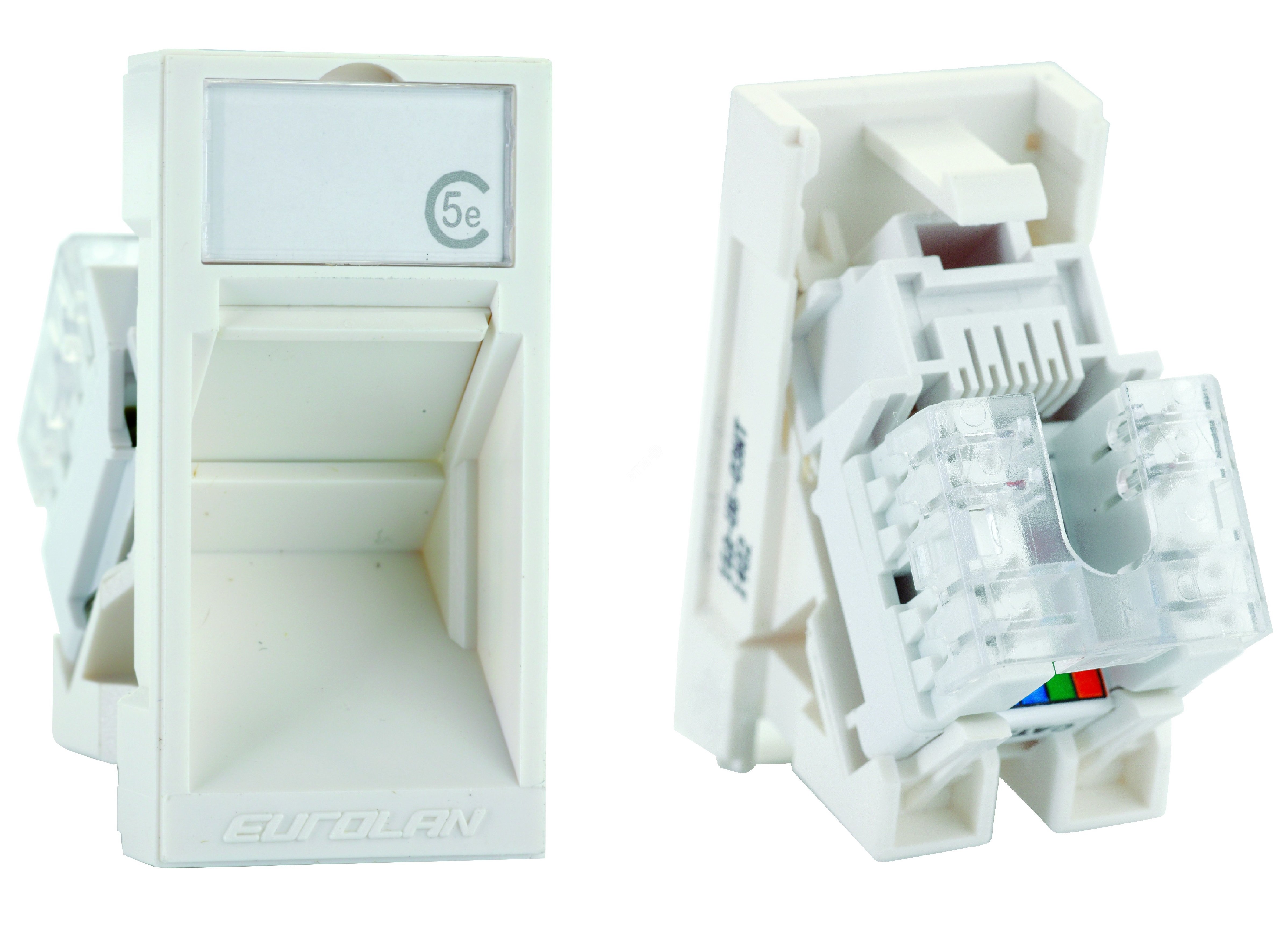 Изображение товара Модуль розеточный Eurolan Mosaic, Cat.5e, RJ45, белый, 22.5х45 мм