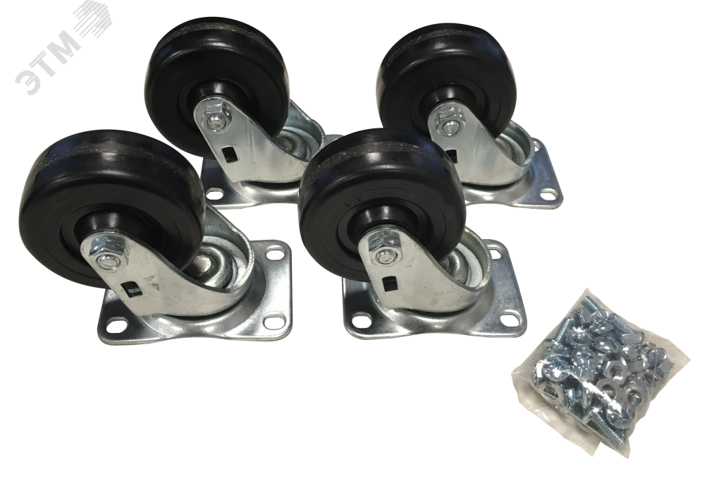 Изображение товара Набор роликов Eurolan N2000 для шкафов до 400 кг с фиксаторами 4 шт