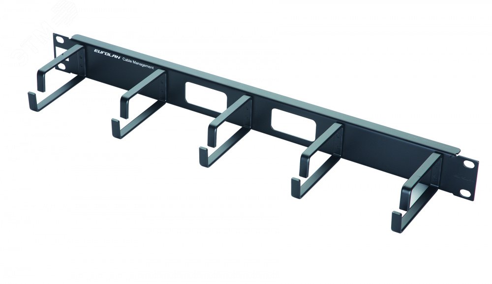 Изображение товара Горизонтальный кабельный организатор 19 1U с металлическими кольцами черный