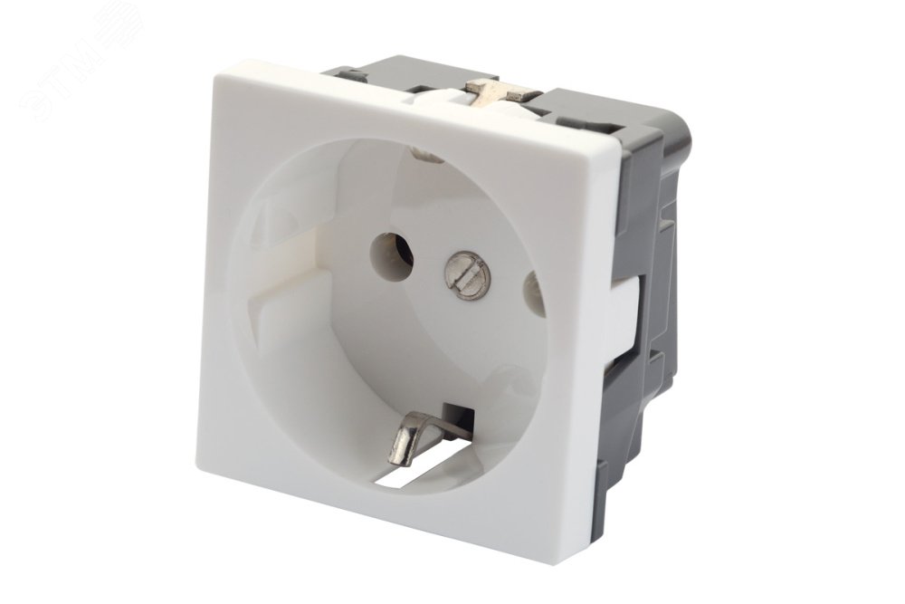 Изображение товара Розетка 2P+E немецкий стандарт 45x45 мм без шторок белая