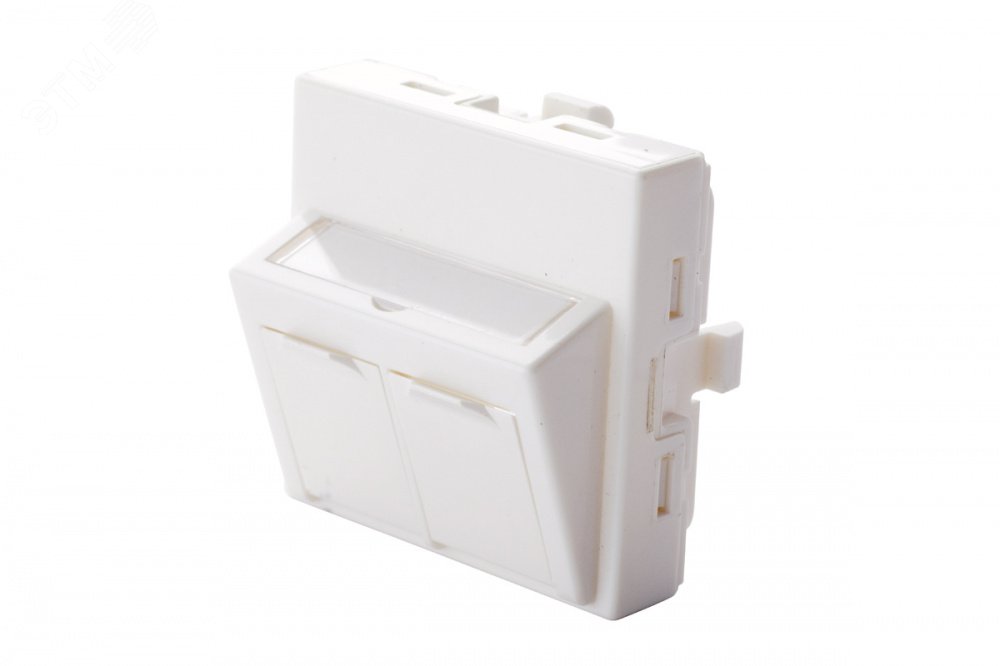 Изображение товара Адаптер 45 x 45 мм для 2 модулей Keystone, угловой, белый (шт)